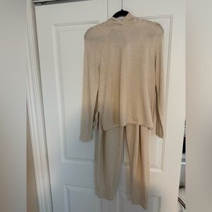 Banana Republic Cozy Beige Hooded Jogger Sweater Set